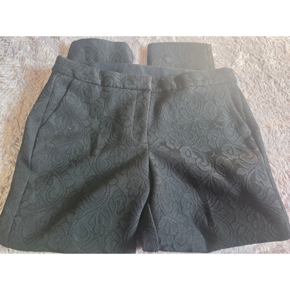 Chico's Black Paisley Jacquard So Slimming Juliet Ankle Pants Size 1.5 L Large